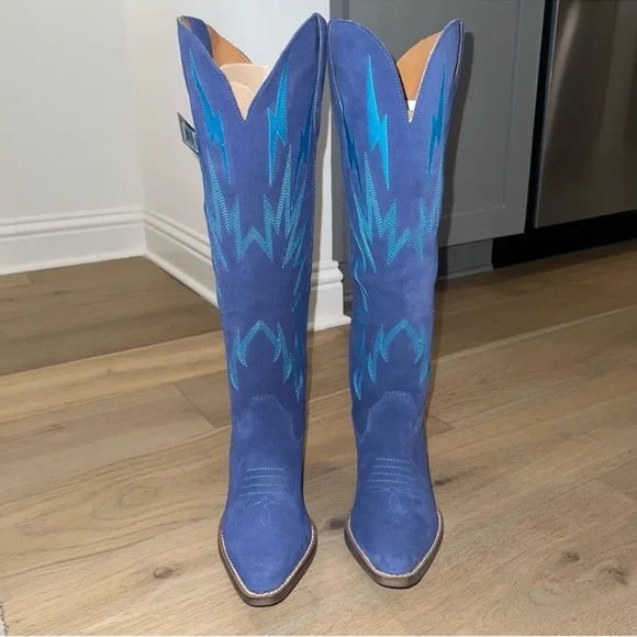Dingo Thunder Road Suede Cowboy Boots in Blue - Picture 4 of 6